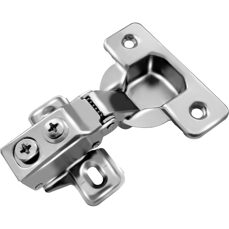 Berta 2-Pack, 1/2" Overlay Hinges, 45mm Stainless Steel Quiet 3D