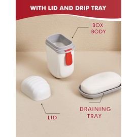 Upgraded Leakproof Travel Soap Case, Shampoo bar case, powerland Soap Container mit Draining Layer, Portable Bar Soap Box for Bathroom, Camping, Gym, Red Dot Design Recipient