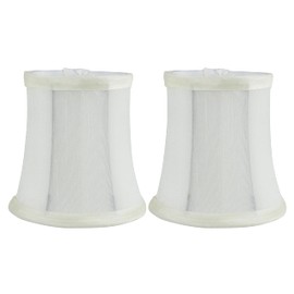 Meriville Set of 2 Faux Silk Chandelier Lamp Shades – Softback Bell Shape, Clip-On Fitter for Candelabra Bulbs, 3.5" x 4.5" x 4.5", Eggshell