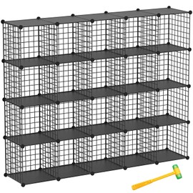 TUMUCUTE Wire Cube Storage Organizer, 20-Cube Metal Storage Shelves Bookshelf, Stackable Modular Closet Organizer for Bedroom Living Room, Office, Storage Shelves