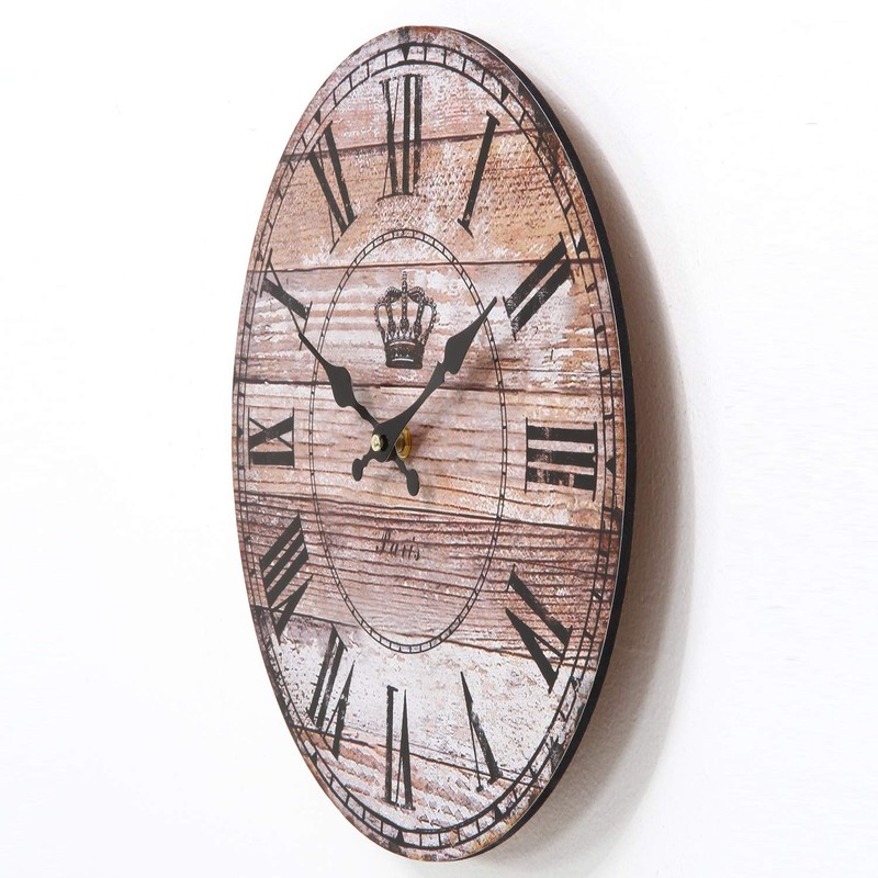 Fuji Boeki 72713 Wall Clock, Antique Wood, Diameter 11.3 inches