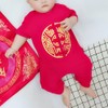 Chinese Style Infant Short Sleeve Embroidery Jumpsuit Cotton Breathable Baby