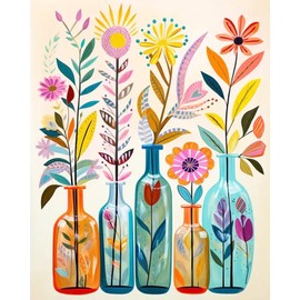 JATOK Paint by Numbers Adults, Paint by Numbers, DIY Flower with Brushes and Acrylic Paints, Hand Painted Oil Painting Canvas for Home Decor, Without Frame (40 x 50 cm)