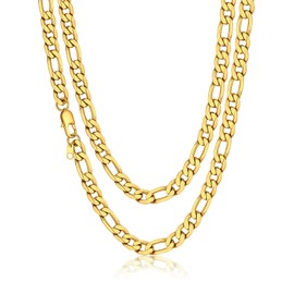 Men's Gold Figaro Chain 6MM 18 Inch Stainless Steel Chunky Figaro Link Chain Choker Necklace for Women