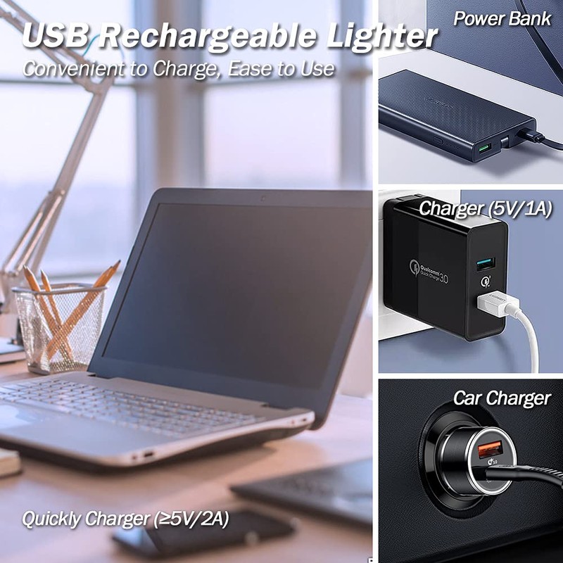 JEVSTU Electric Lighter, Candle Lighter USB Rechargeable, Arc Windproof Flameless