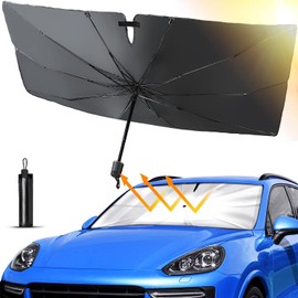 Auto Sonnenschutz für Frontscheibe, Faltbarer Wärmeisolierter UV-Schutz Auto Sonnenschirm für Windschutzscheibe, Einfache Lagerung, für meisten Auto & SUV (125 x 65 cm für kleines Auto)