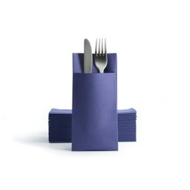 Alvotex Chic Airlaid 50 Cutlery Napkins Cutlery Pockets, Fabric-Like, High-Quality Disposable Napkin, 39 x 40 cm, Dark Blue