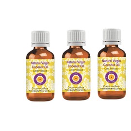 Deve Herbes Natural Virgin Coconut Oil (Cocos nucifera) Natural Therapeutic Grade Cold Pressed (Pack of Three) 100ml X 3 (10 oz)