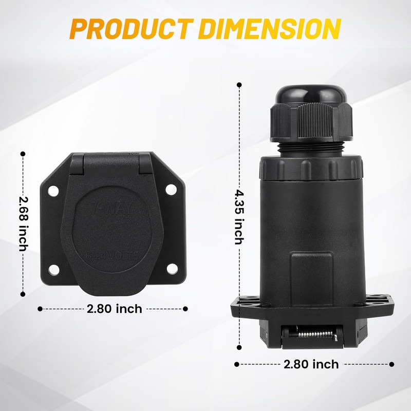 Oyviny RV 7 Pin Trailer Plug with IP68 Waterproof Seal,