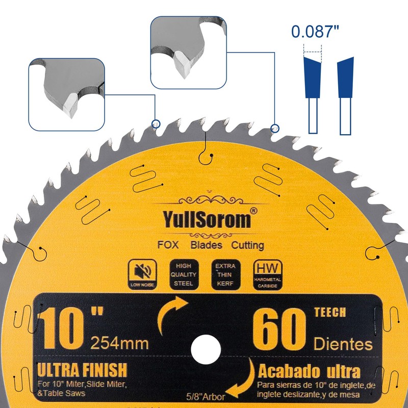 10 Inch Thin Kerf Fine Finish Crosscut Table Saw Blades,