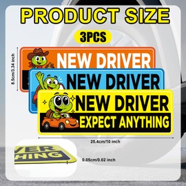 3pcs New Driver Magnet for Car, Magnetic Student Driver Stickers Funny Turtle Pattern New Drivers Safety Sign Supplies for Car Removable Accessories Bumper Decors