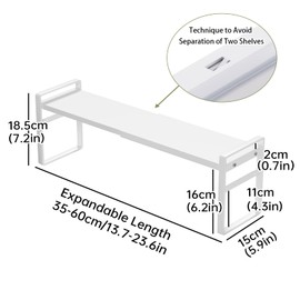 WOCHUANGSI 1pc Small Narrow Tall Shelf for Windowsill Kitchen Organizer Stackable Shelves Bathroom Sill Thin Shelves for Narrow Spaces Counter Top Racks (White, L13.8-23.6'' * W5.9'' * H7.5'')