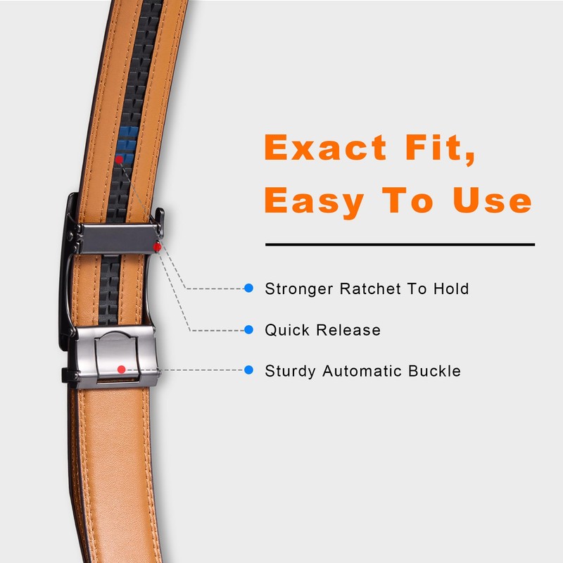 VATAN Men's Belt Leather Ratchet Belt for Men Dress Casual