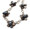 Avalaya Delicate Dark Grey Shell Floral Leather Cord Necklace -