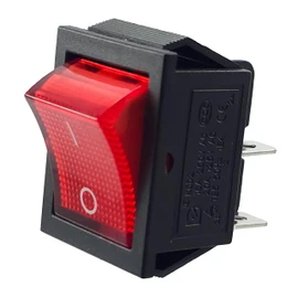 Rocker Switch, Device Switch 4 Pin 16 A 250 VAC 28 x 21 mm, Rocker Red LED Illuminated