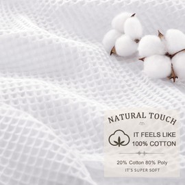 Extra Long Waffle Weave Shower Curtain Cotton Fabric Texture Shower Curtain for Bathroom White,72Wx96L