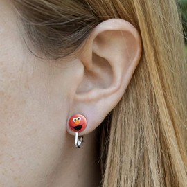 Sesame Street Elmo Face Novelty Clip-On Stud Earrings