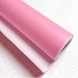 DIYAH 3D Pink Carbon Fiber Film Twill Weave Vinyl Sheet Roll Wrap DIY Decals 12" X 60" (1FT X 5FT)