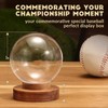 JupDec Baseball Display Case, Round Clear Ball Holder with Wooden