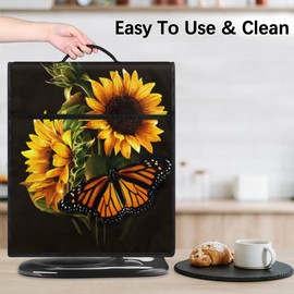 Kitchen Aid - Funda mezcladora de mariposa, girasol, color negro, se adapta a todos los modelos de cabezal inclinable y elevador, 6-8 cuartos de galón con bolsillos para cafetera, tostador