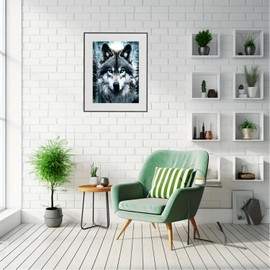 5D Wolf Diamond Painting Kits for Adults, Winter Forest Diamond Art Kit,Full Round Paint By Diamonds Animal Beads Dot Painting, Nature Landscape Gem Art Painting for Wall Decor 12x16 Inches