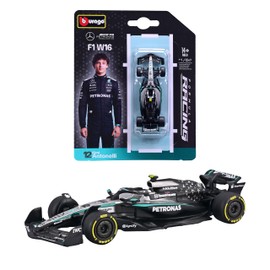 Bburago - F1 Mercedes-AMG F1 W16 2025#12 Antonelli, Auto Diecast in Scala 1:64, Replica Dettagliata Monoposto Formula 1, Colori Ufficiali Mercedes, Blister da Collezione, Età Consigliata 14+ Anni