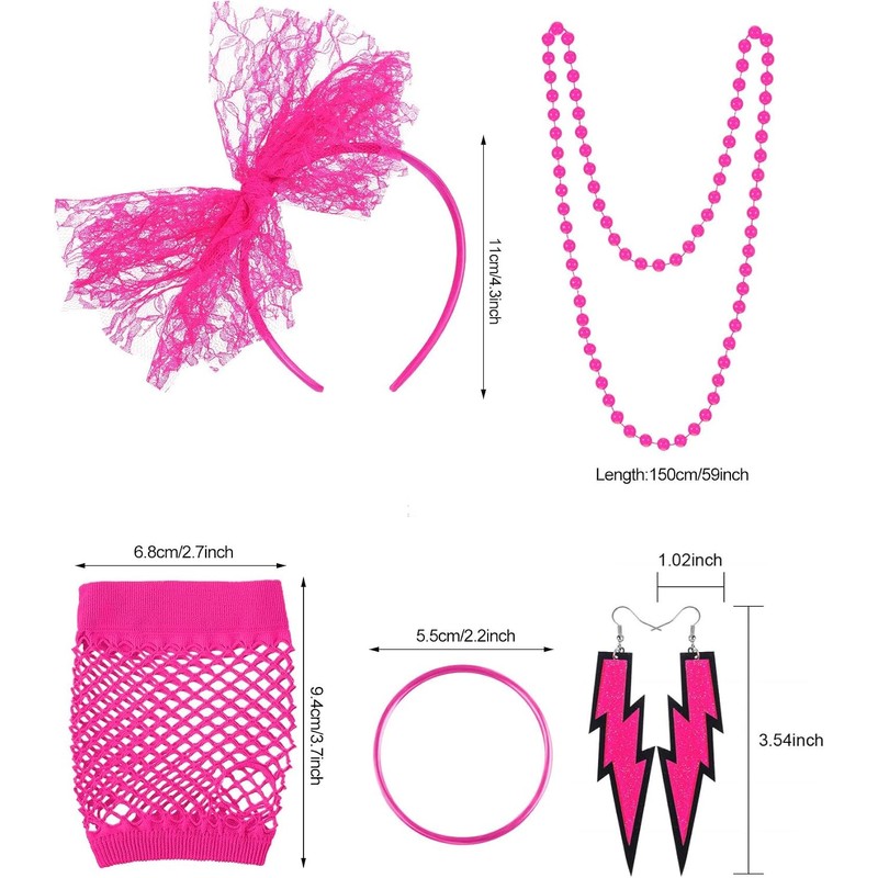 Disfraz de los 80's Mujers, 5 Conjunto de Accesorios para