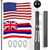 G128 Combo Pack: 25 Ft Telescoping Aluminum Flagpole (Black) &