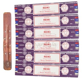 Satya Nag Champa Rieki Incense Sticks | x6 pack | with SAMASIA incense sticks holder | Used for Aromatherapy, Spa, Yoga, Weddings, Meditation, Healing, Positivity and Relaxation