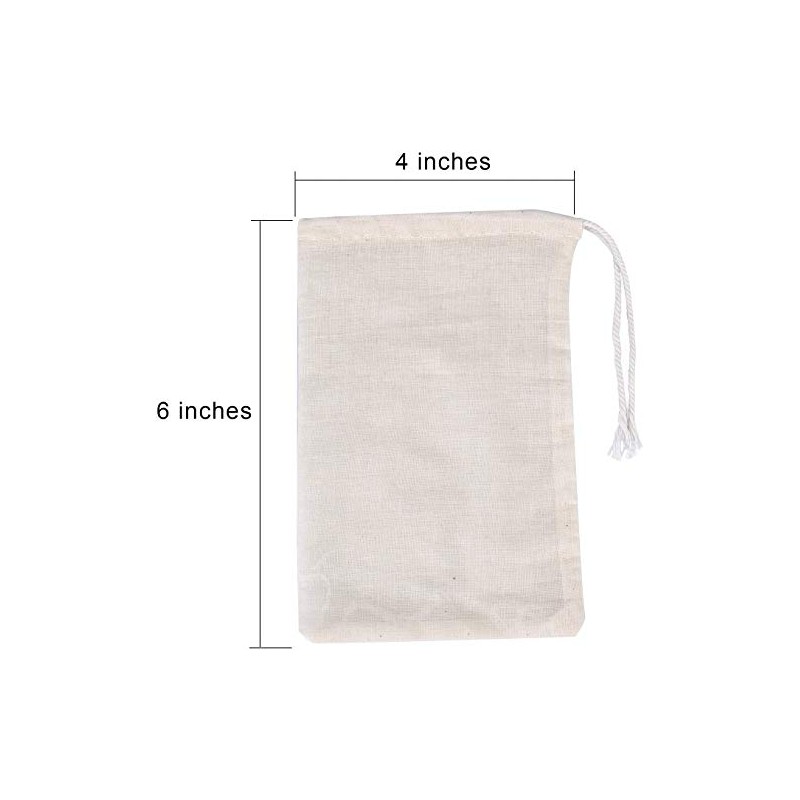 100 bolsas de muselina 100% algodón con cordón para jabón,
