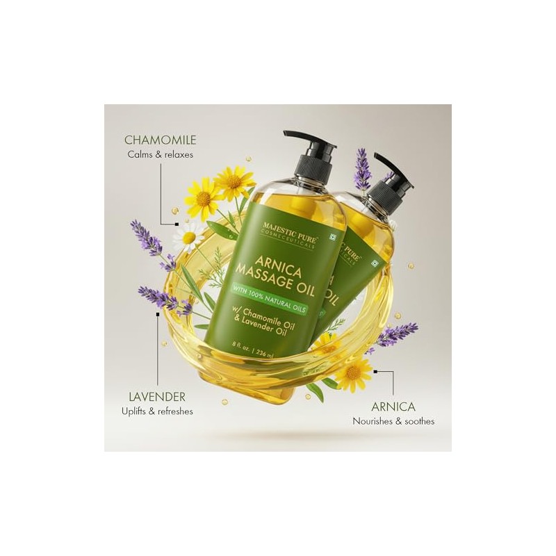 Majestic Pure Arnica Aceite de masaje para hombres y mujeres,