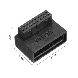 MECCANIXITY USB 3.0 19Pin 90 Degree Adapter, Male to Female Right Angle Socket for Motherboard Internal Header 2Pcs