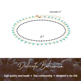 NTLX Pulsera de tobillo para mujer – Tobilleras para mujer y niña – Bohemia Boho verano playa vacaciones desgaste – Cadena chapada en oro & colorido diseño de gota de semillas – Caja de regalo incluida