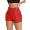 MINTLIMIT Womens Sequin Shorts Midrise Solid Zipper Elastic High Waist