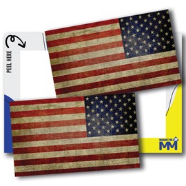 Reverse Weathered American Flag Stickers, 3x5 Inch, 2 Pack, American Flag Decals for Trucks, Adhesive Decal Sticker, Show Patriotism with Style, Heavy Duty Adhesion to Car Window, Bumper, Made in USA