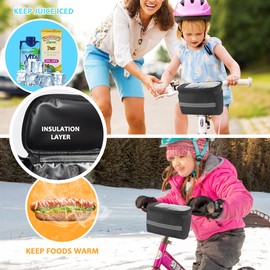 MATTISAM Kids Bike Handlebar Bag with Phone Mount and Cooler - Front Bike Basket for Toddler Kids Girls Boys Scooter and Men Women Road Mountain Bicycle
