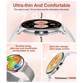 Smart Watch for Women Answer/Make Calls, 1.43" AMOLED Ultra-Thin Display, 5ATM Waterproof with 100+ Sports Modes Fitness Tracker Smartwatch Message Notification DIY Watch Face for Android iOS Phones