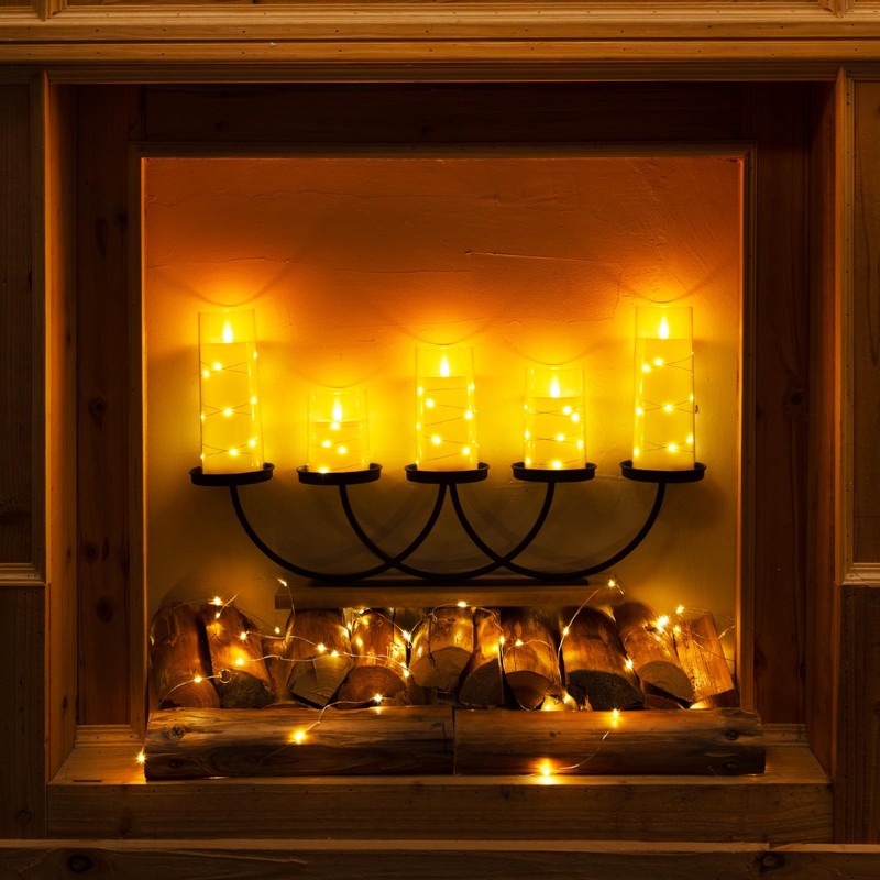 Homemory 9 Pcs Flameless Candles with Embedded Star String Fairy