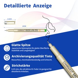 CHARSOCO 24 Pack Micro Pens, 12 Colors & 12 Black in 0.23mm-3mm Waterproof Archival Ink Fine Tip Pen for Artist Illustration, Sketching, Anime, Manga and Technical Drawing