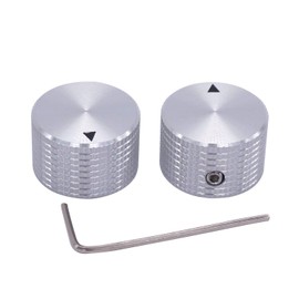 Taiss 2pcs Silver Tone Aluminium Potentiometer Knob for 6mm Diameter Shaft Volume Control Audio Guitar Knob Gear Knob 25mm Diameter x 15mm Height