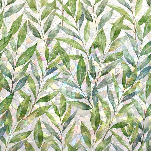 funlife Watercolor Static Cling Privacy Window Film, Watercolor Willow Branches