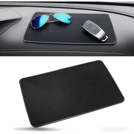 Car Dashboard Anti-Slip Mat, 10.6" x 5.9" Universal PVC Sticky Adhesive Pad for Auto, Multifunctional Vehicle Dash Strong Gripping Pad for Cell Phones Sunglasses Keys Coins Cell Phone Automobile Pads