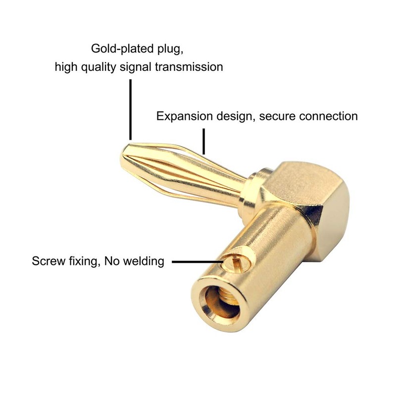 VCELINK Right Angle Banana Plugs 4 Pairs/8 Pack, 90 Degree