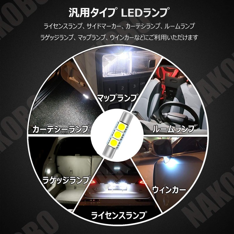 NAKOBO T6.3x30 LED Vanity Lamp (28-30 Universal) for 12V Car