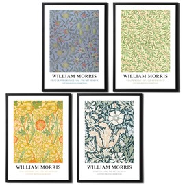William Morris Set of 4 Art Prints - Pink & Rose, Compton, Fruit or Pomegranate, Willow Bough - Famous Artist Pictures - Stylish Gallery Wall Art in Variety of Sizes (Set 2, A4 Print Only)