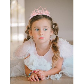 TEBIEKOY 2 Pcs Crown Tiaras for Women Pink Princess Crown Crystal Rhinestone Birthday Crown Headbands Cute Hair Accessories for Birthday Party Costume Gift