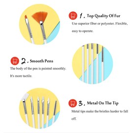 20Pcs Nail Art Brushes, 15 Nail Art Brush and 5 Dual Ended Dotting Pens for Nail Drawing, Painting, and Dotting (White)