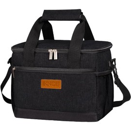 iknoe Insulated Lunch Bag, Foldable 8.5L Cooler Bag for Men & Women, Leakproof Thermal Design, Great for Office, Picnic, Travel, Lunch Box, Black