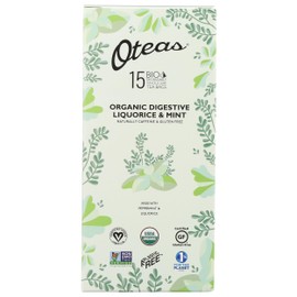 Oteas Organic Digestive Liquorice & Mint, Peppermint & Liquorice, Naturally Caffeine Free, Vegan Friendly, USDA Certified Organic, Gluten Free & Non-GMO, 15 Tea Bags (Pack of 6)