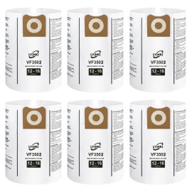 6 Pack VF3502 Repalcement Shop Vac Filter Bags Compatible with Ridgid 12-16 Gallon Wet/Dry VacsColor: White